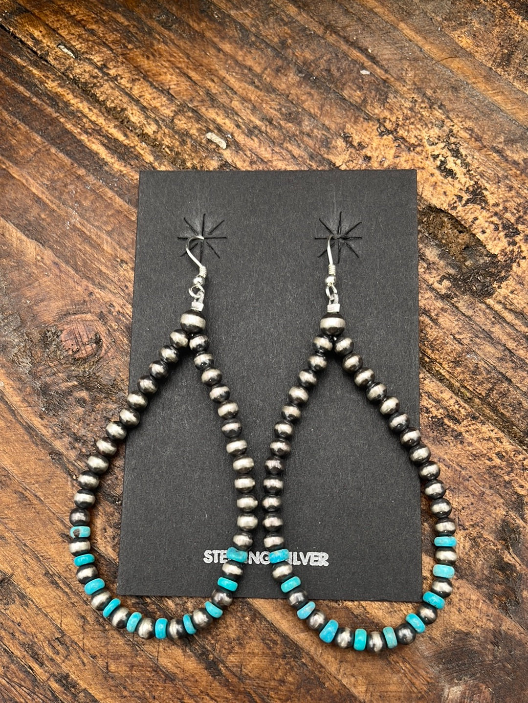 Tilly Turquoise Sterling Navajo Pearl Hoop Earrings