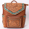 Tooled Flap Leather Backpack