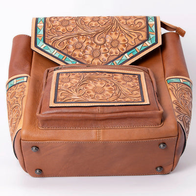 Tooled Flap Leather Backpack