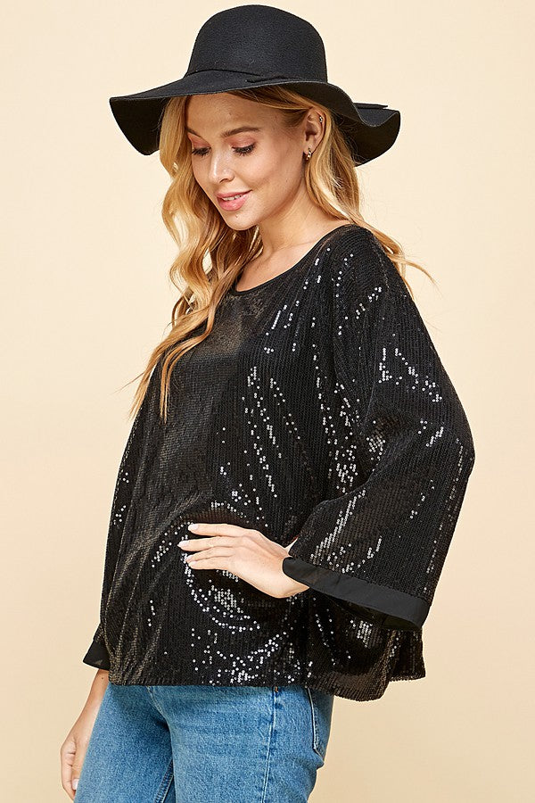 Solid Sequin Long Sleeves