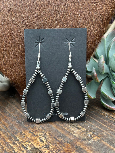 Tilly Sterling Navajo Pearl Hoop & Box Pearl Earrings