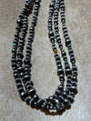 McKelvie 3 Strand Varied Navajo Bead Necklace With Turquoise & Spiny Accents - 18"