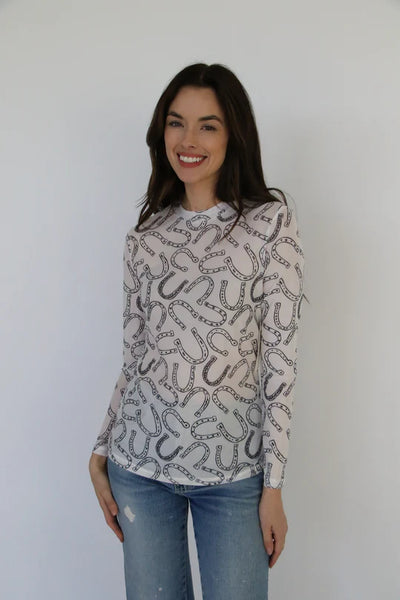 Anns Horseshoe White Mesh Top
