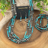 Cassiope 5 Strand Fashion Beaded Varied Navajo Necklace, Earrings & Bracelet - Turquoise