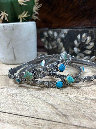 Clearwater Slim Sterling Bracelet With Stone Accents - Turquoise