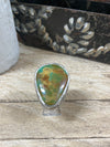 Cason Turquoise Single Stone Sterling Edge Stamped Ring - Adjustable