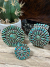 Zoe Sterling Turquoise Zuni Cluster Medallion Pin/Brooch