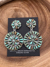 LouAnna Small Center Sterling Zuni Double Cluster Earrings - 2.4"