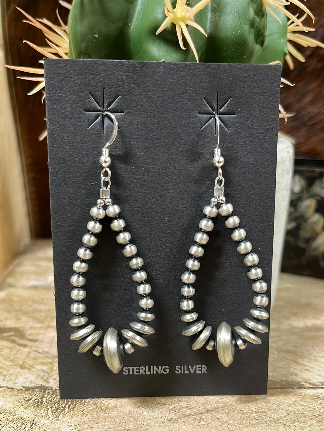 Lewis Sterling Navajo Pearl & Saucer Teardrop Earrings - 2.5"