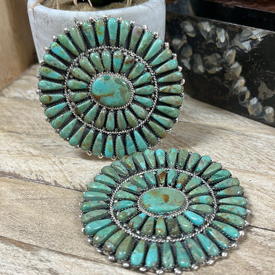Zoe Sterling Turquoise Zuni Cluster Medallion Pin/Brooch