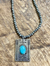 Bentley 3mm Navajo Necklace With Arrow Rectangle Pendant - Turquoise
