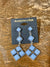 Still Waters Tri-Level Square Diamond Stone Earrings - Blue