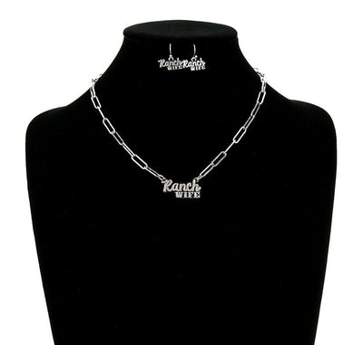 Fashion Paperclip Ranch Wife Necklace & Earrings