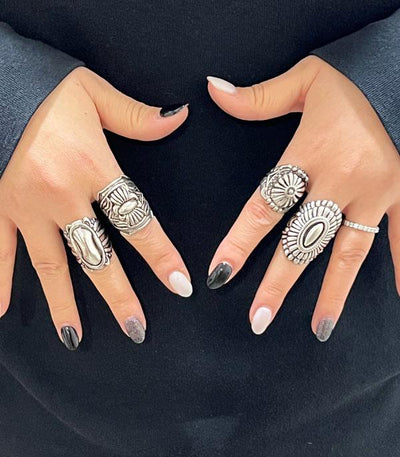 Shayla Fashion Silver Concho Stretch Ring