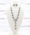 Alayna Fashion Y Lariat Necklace - Silver/Turquoise