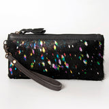 Cowhide Hair On Wristlet - Black and Multi Color