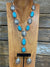 Santa Rosa Fashion Oval Concho & Turquoise Lariat Necklace & Earrings