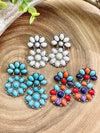 fan cluster post earring turquoise natural white multi