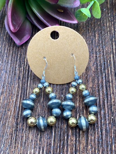 Gala Sterling Navajo Teardrop Earrings With Gold Accents