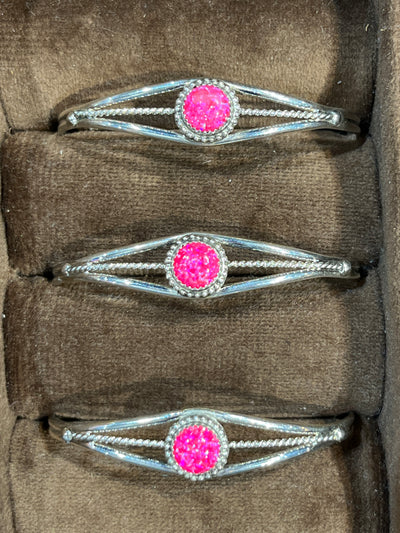 Shenandoah Sterling Center Twist Round Fire Opal Stone Cuff