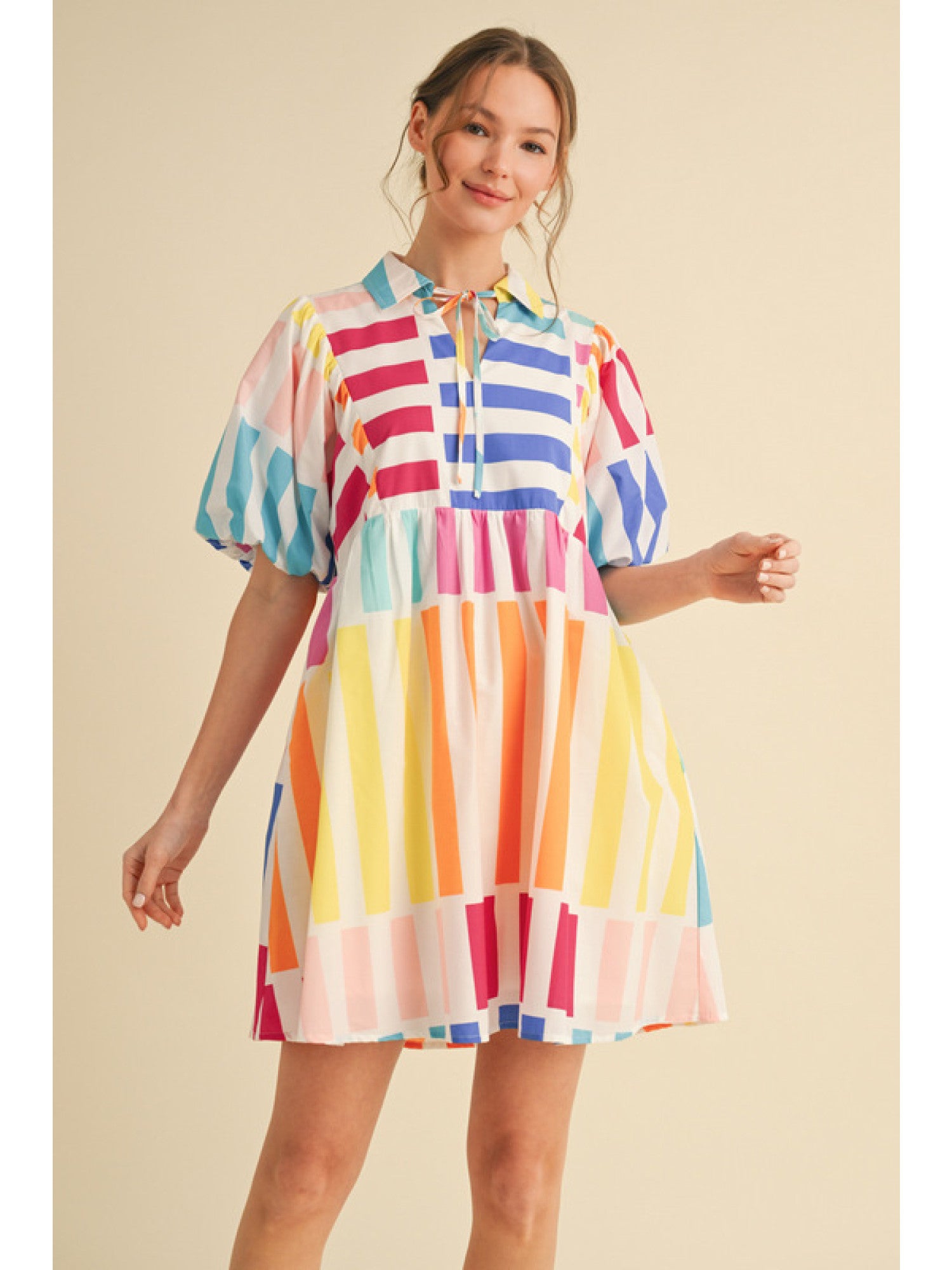 Kate Multi Color Print Babydoll Dress