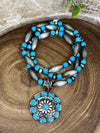 Bozeman 3 Strand Fashion Cylinder Navajo Bead Bracelet Set - Turquoise