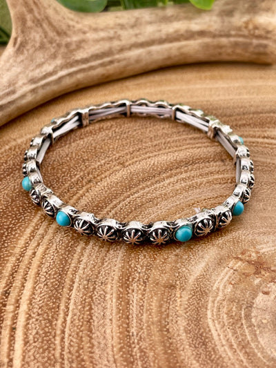 Burst Your Bubble Turquoise & Silver Stretch Bracelets