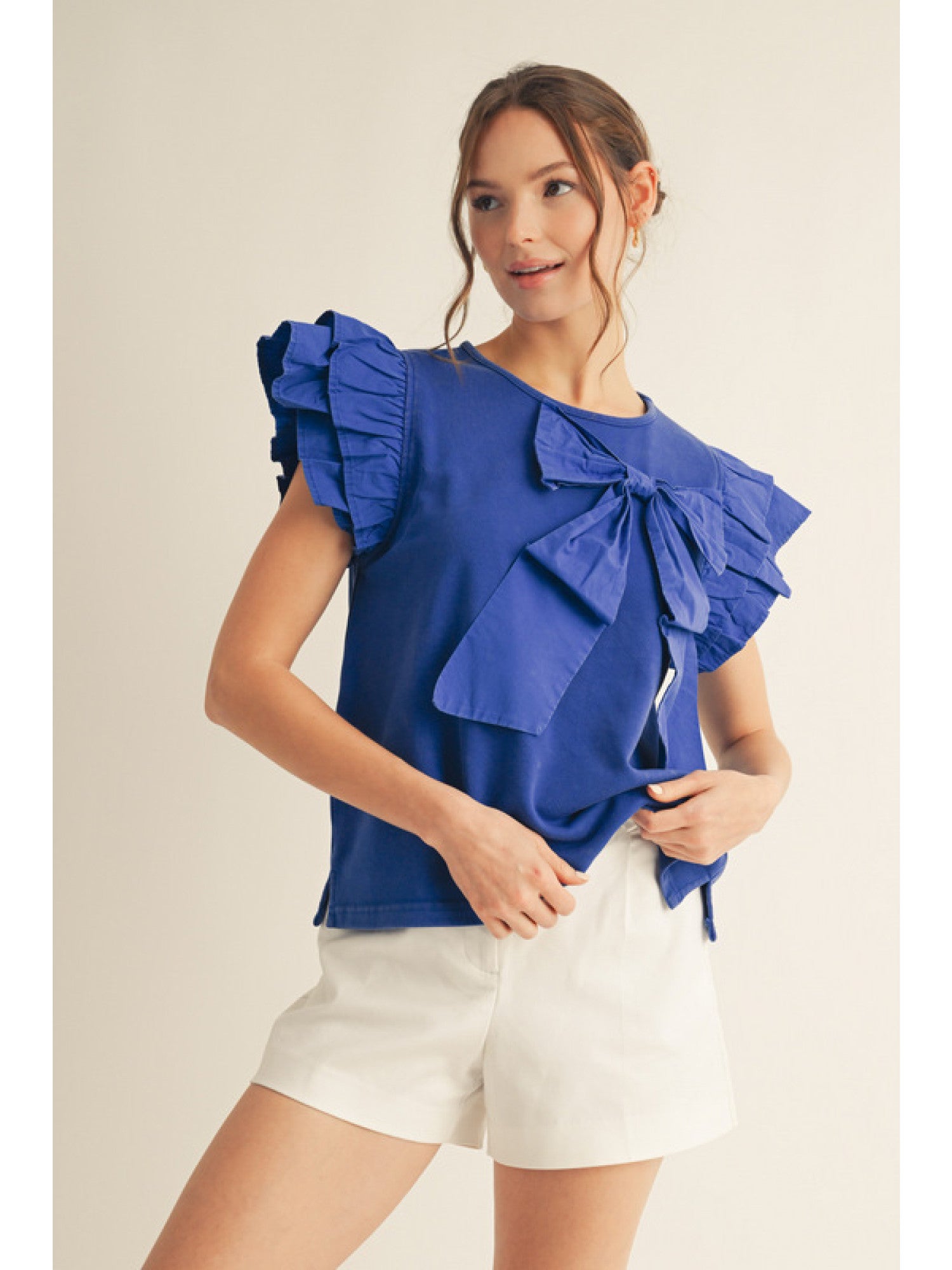 Dakota Ruffle Sleeve Bow Top