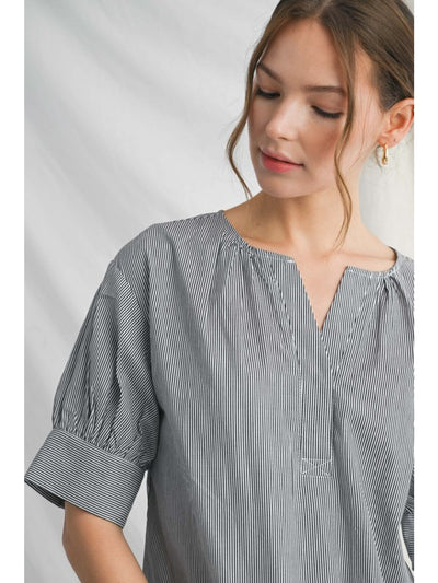 Janet Striped V-Neck Blouse