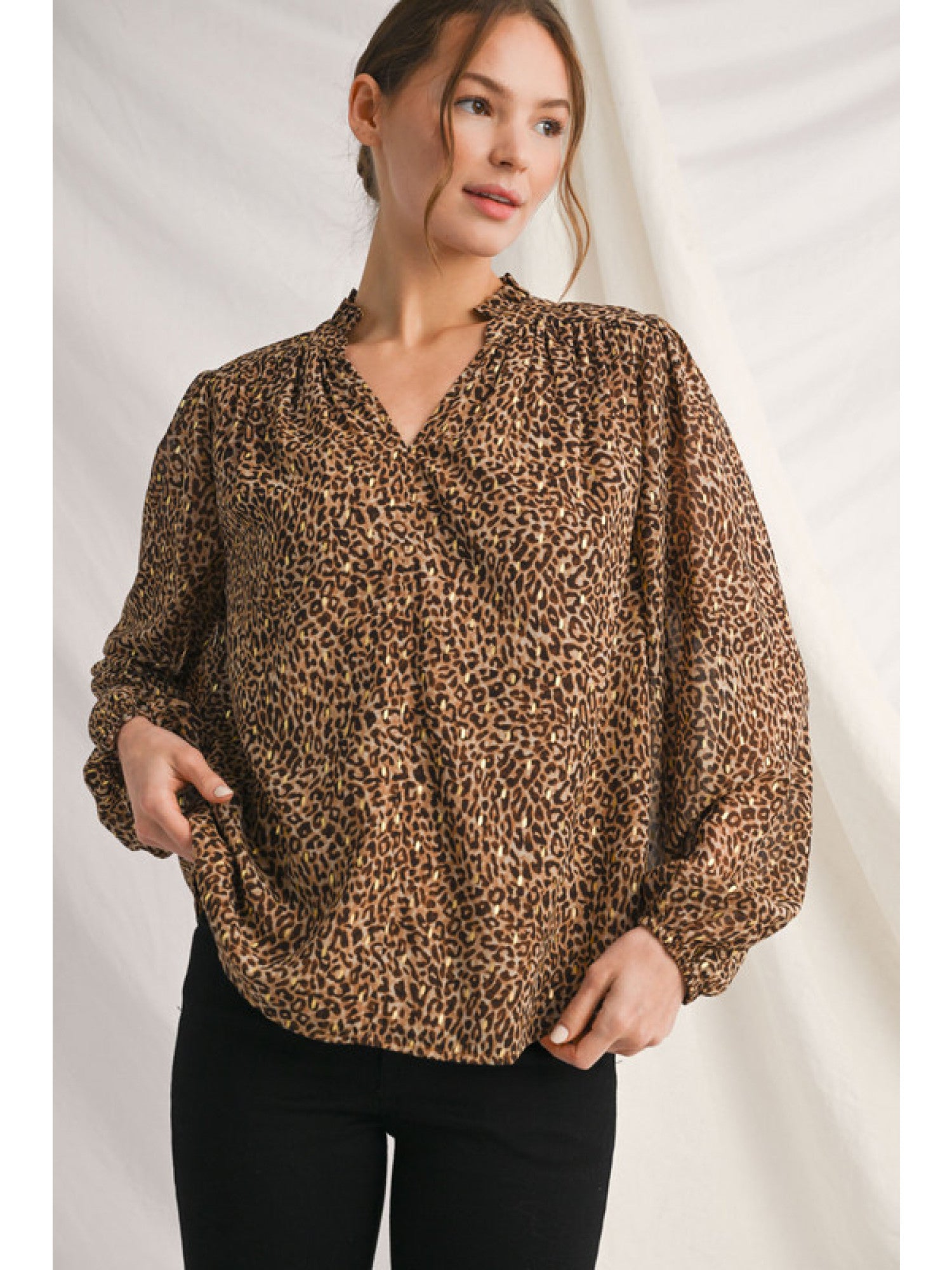 Leopard V Neck Blouse
