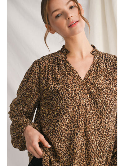 Leopard V Neck Blouse