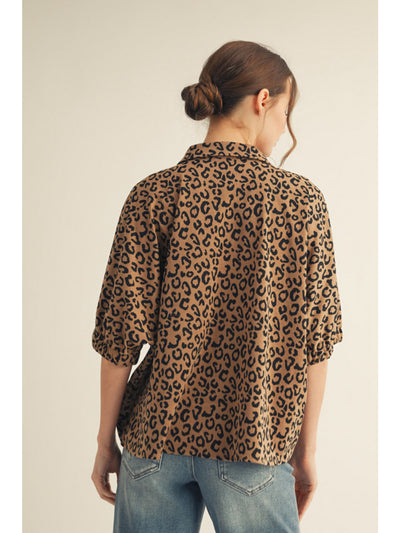 Kayla Drop Shoulder Leopard Blouse