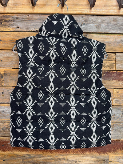 Black Aztec ZipUp Puffer Vest