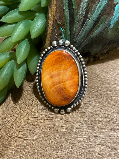 Vecna Spiny Oval Sterling Ring - Adj