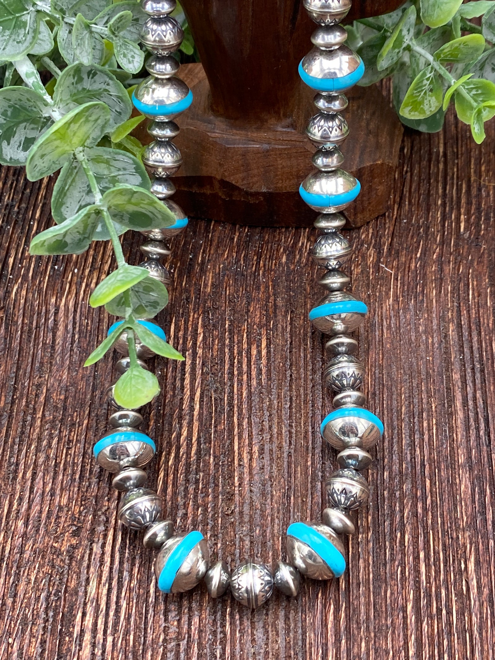 Concentra Sterling Bead & Turquoise Necklace - 20"