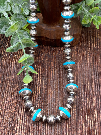 Concentra Sterling Bead & Turquoise Necklace - 20"