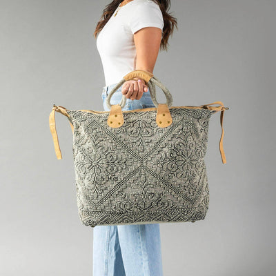 Gray Vintage Inspired Textured Tote