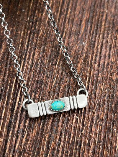 Fargo Sterling Link Chain With Notched Bar & Stone Pendant - 20"