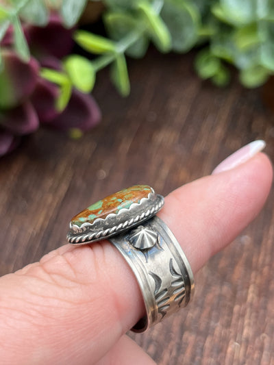 Michelle Royston Turquoise Sterling Ring - Size 9