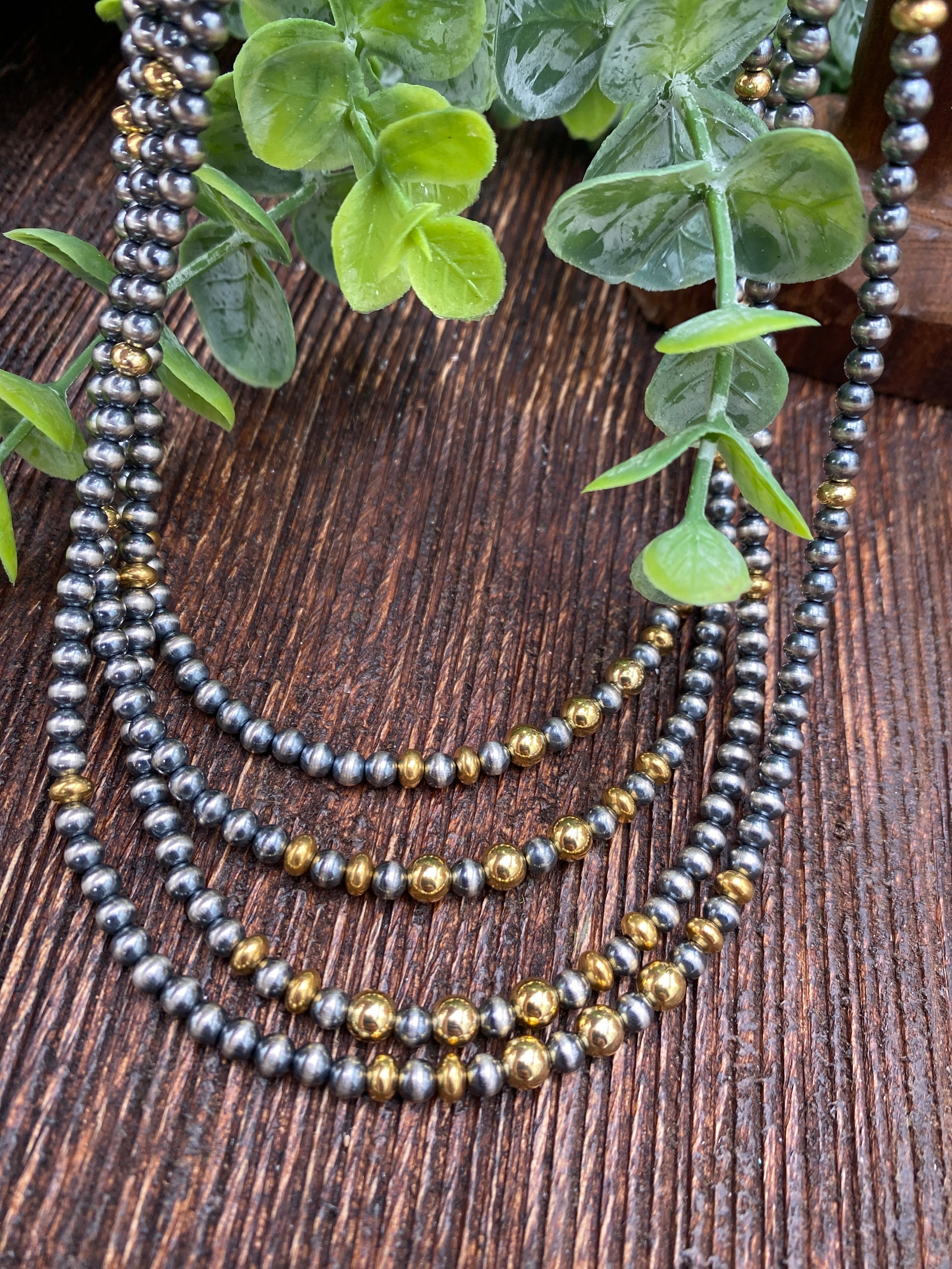 Eloise Sterling Silver & Gold Navajo Necklace - 17.5"