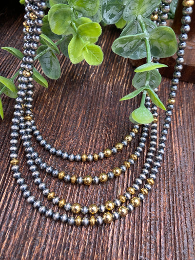 Eloise Sterling Silver & Gold Navajo Necklace - 17.5"