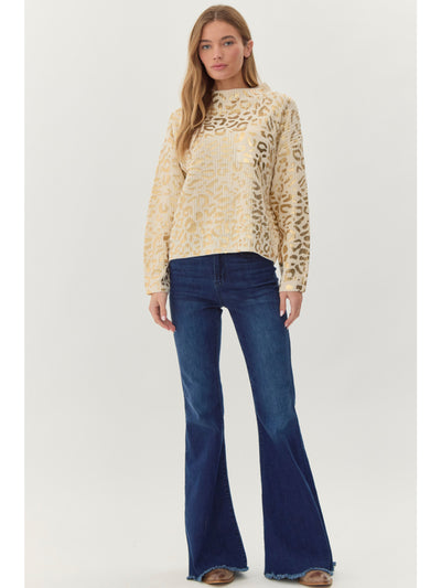 Metallic Leopard Pullover Top