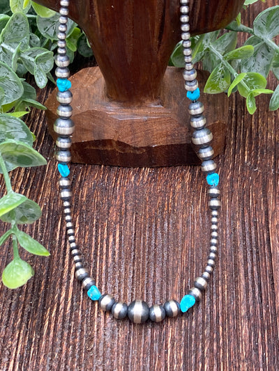 Strait Grouped Navajo & Tumbled Turquoise Necklace