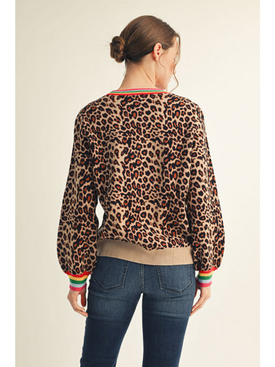 Karissa Leopard Sweater Top Multi Color
