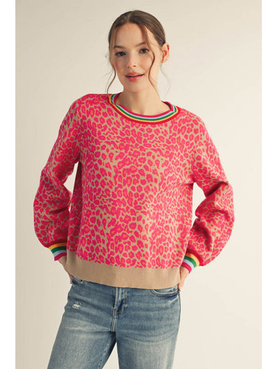 Karissa Leopard Sweater Top Multi Color