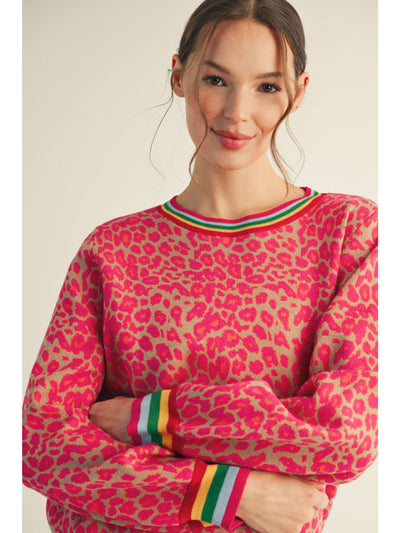 Karissa Leopard Sweater Top Multi Color