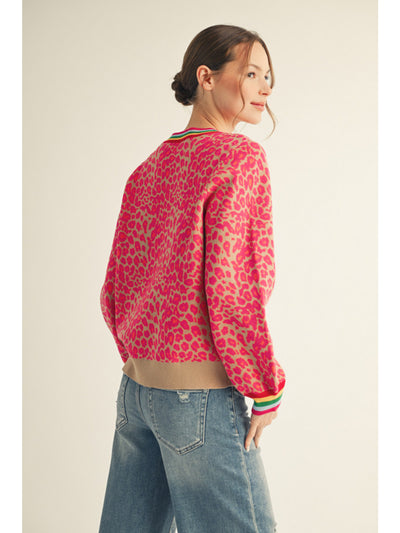 Karissa Leopard Sweater Top Multi Color