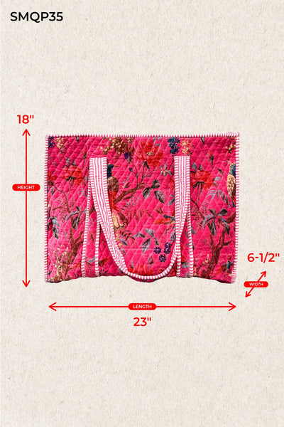 Botanical Velvet Quilted Tote Bag