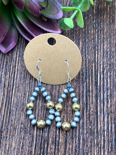Gala Sterling Navajo Teardrop Earrings With Gold Accents