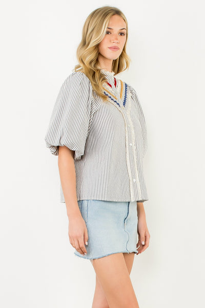 striped blouse with accents